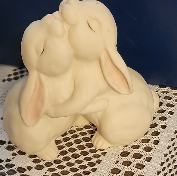 Love is wonderful HOMCO 1990 rabbits ceramic - Picture 5 of 10